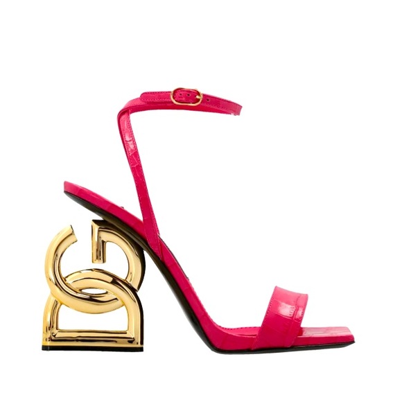 New Dolce & Gabbana Embossed DG Pink Gold Heel Sandals Size US 6 | EU 36.5 - Picture 3 of 10